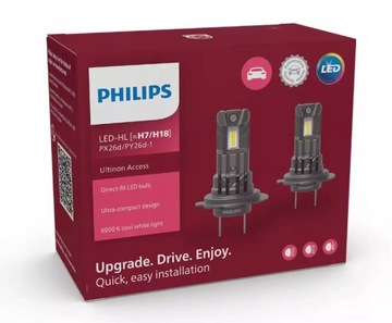 ŻARÓWKI LED H7/H18 PHILIPS ULTINON ACCESS 2500 6000K +80%