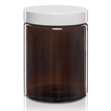 Słoik szklany brązowy 180ml z nakrętką białą