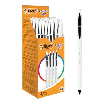 BIC ZESTAW CRISTAL UP DŁUGOPIS CZARNY 1,2MM ZE SKUWKĄ BIUROWY SZKOLNY x20