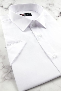 Koszula Męska Elegancka Wizytowa do garnituru gładka biała SLIM FIT P453
