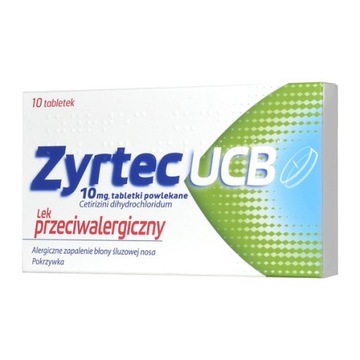 3x Zyrtec UCB 10mg 10tabl. powlekanych LEK alergia pokrzywka katar (30tab)