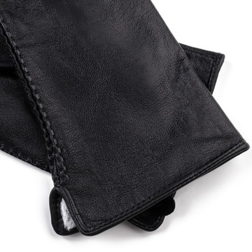 Женские черные кожаные перчатки