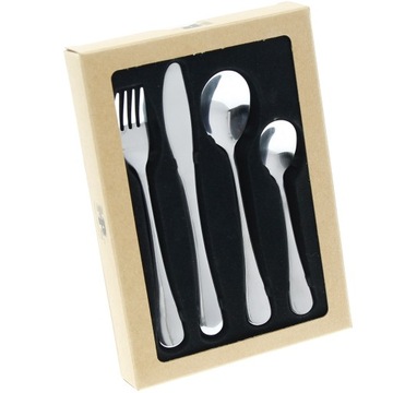 НАБОР СТОЛОВЫХ ПРИБОРОВ ДЛЯ ДЕТЕЙ НАБОР ЛОЖКА СТАЛЬНАЯ ВИЛКА НОЖ ЛОЖКА 4 шт.