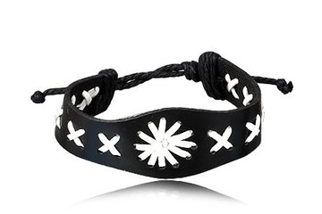 Bransoletka męska skórzana regulowana skóra rasta