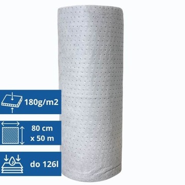 Uniwersalna mata sorpcyjna w roli 80cm x 50m,chłonność oleju i wody, lekka