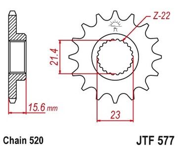 ЗВЕЗДОЧКИ JT ПЕРЕДНЯЯ ПРИВОДНАЯ ЗВЕЗДОЧКА JTF577.16
