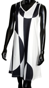 Elegancka sukienka z geometrycznym wzorem 42 XL