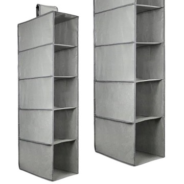 ORGANIZER WISZĄCY DO SZAFY NA BUTY APASZKI Z 5 KIESZENIAMI 15X30X70CM SZARY