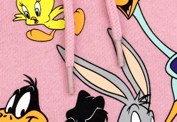 Bluza damska z kapturem Looney Tunes Zwariowane Melodie r. M różowa nadruk