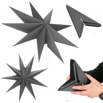 БОЛЬШАЯ ПОДВЕСНАЯ 3D БУМАЖНАЯ ЗВЕЗДА 60см РОЖДЕСТВЕНСКАЯ