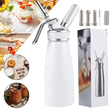 DOZOWNIK DO ŚMIETANY 500 ML, DOZOWNIK DO BITEJ ŚMIETANY Z 3 DYSZAMI DO DOMU
