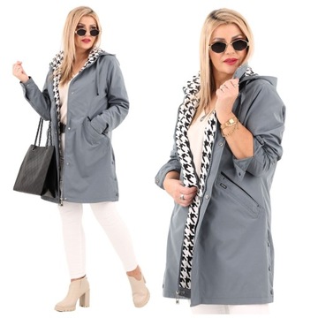 KURTKA DAMSKA PRZEJŚCIOWA PŁASZCZ LEKKA DUŻE ROZMIARY SPORTOWA Z KAPTUREM