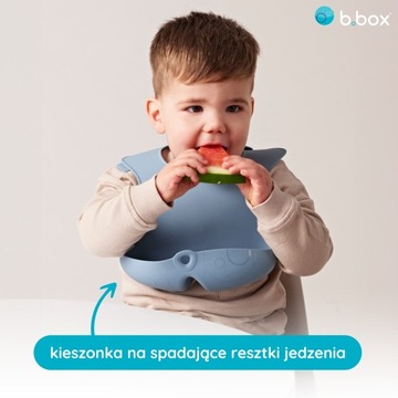 Нагрудник силиконовый для РЕБЕНКА с карманом, b.BOX BLUE, мягкий, СКАТЫВАЕМЫЙ
