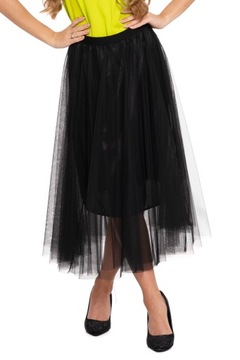 CZARNA SPÓDNICA TIULOWA DAMSKA BEZ WZORU ZWIEWNA WYGODNA TIUL MORAJ L/XL