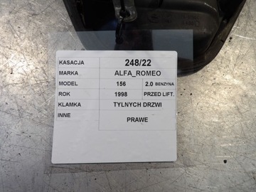 KLIKA DVEŘE TP ALFA ROMEO 156 SEDAN 2,0B