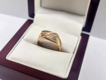 ZŁOTY SYGNET Z CYRKONIĄ P585 R17 6,96G