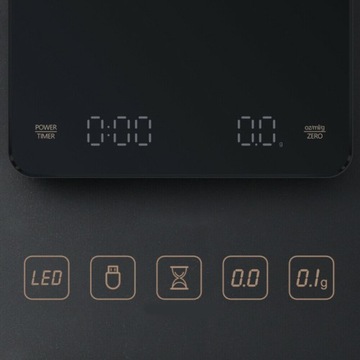 ЭЛЕКТРИЧЕСКИЕ КУХОННЫЕ ВЕСЫ СВЕТОДИОДНЫЕ 0,1 Г, КОФЕЙНЫЕ ВЕСЫ С ТАЙМЕРОМ, 1-3000 Г
