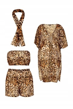 ANIMAL PRINT UPQ NG2__56 BOOHOO CZTEROCZĘŚCIOWY KOMPLET PLAŻOWY