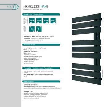 Радиатор для ванной комнаты Nameless NAM-50/90, черный матовый
