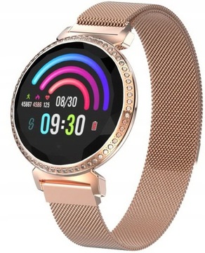 SMARTWATCH zegarek CYRKONIE Pulsometr Krokomierz