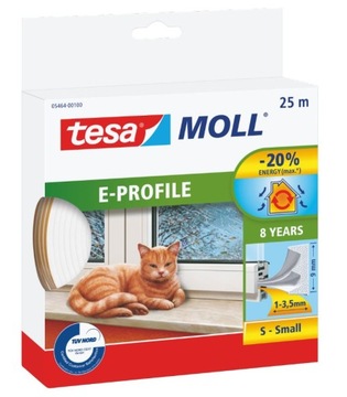 TESA Uszczelka gumowa PROFIL E 25m:9mm, biała