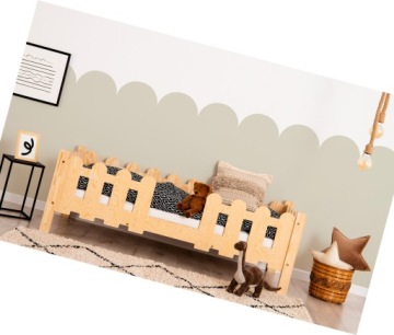 ŁÓŻKO DLA DZIECKA Z BARIERKĄ OCHRONNĄ DREWNIANE