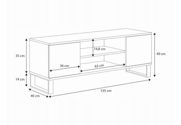 ФОКУС Тумба под ТВ, тумба под ТВ, комод лофт 135 см