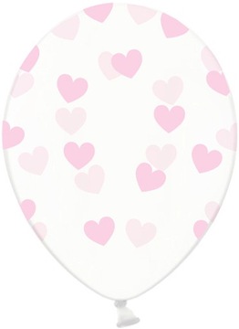BALON BALONY PRZEZROCZYSTE W RÓŻOWE SERCA SERDUSZKA WESELE WALENTYNKI 1szt