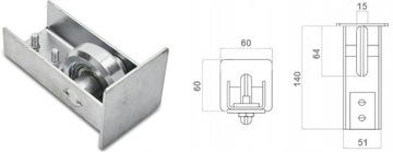 ТЕЛЕЖКА-РОЛИКИ ДЛЯ ОТКАТНЫХ ВОРОТ КОМПЛЕКТ 60х60