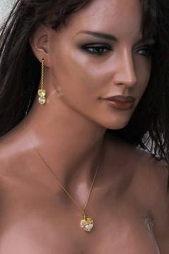 KOMPLET SERCE OPALIZUJĄCE ZŁOTEM SWAROVSKI CRYSTAL