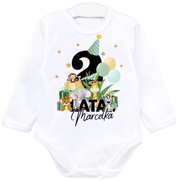 Body DRUGIE URODZINY 2 LATA SAFARI IMIĘ r. 92