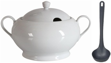 DOMOTTI WAZA DO ZUPY BIAŁA PORCELANA Z POKRYWĄ 2,6L + CHOCHELKA AMBITION