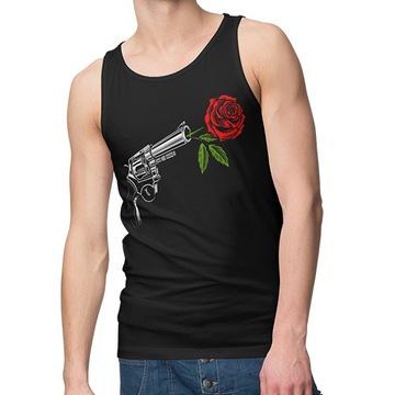 TANK TOP HORROR/ROCK REWOLWER Z RÓŻĄ