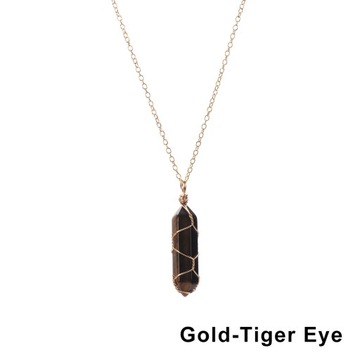 Natural Stone Crystal Necklaces Hexagonal Bullet