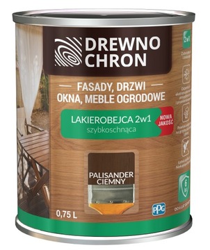 Drewnochron Lakierobejca do drewna 2w1 satyna palisander ciemny 0,75l