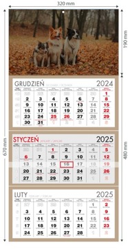 Kalendarz Trójdzielny 2025 PSY KRAFT