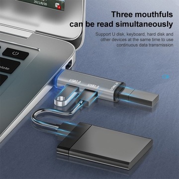 ADS-302C Концентратор 3 в 1 Type-C/USB-C, серебристый
