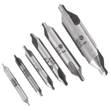 NAKIEŁEK NAKIEŁKI NAWIERTAK WIERTŁA CENTRUJĄCE HSS ZESTAW 6 SZTUK 1 - 5 mm