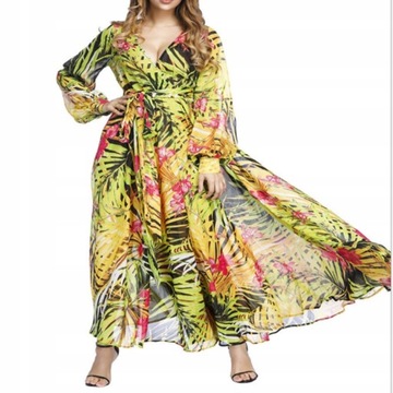 Sukienka plażowa boho w kwiaty