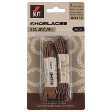 BUTI Shoelaces Sznurówki do butów (100cm) - Brown 2 pary