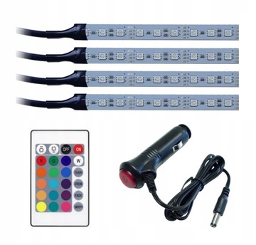 OŚWIETLENIE LED RGB WNĘTRZA AUTA KABINY SAMOCHODU
