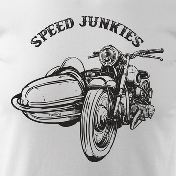 Koszulka stary motocykl klasyk Junkies z motocyklem old
