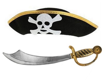 ZESTAW PIRATA CZAPKA SZABLA KORSARZ 2el