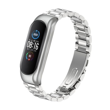 Opaska do Xiaomi Mi Band 5/6 Pasek Bransoletka Zamienny Stalowy Srebrny