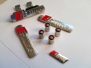 AUDI S-LINE EMBLEMAT ZESTAW W GRILL+ BŁOTNIKI+ KIEROWNICA+wentyle - 8 elem