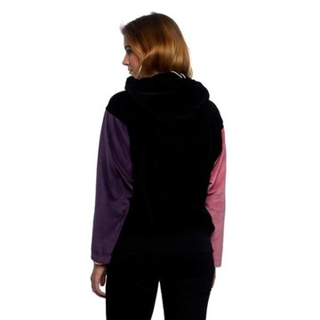 Champion Bluza damska Zip-Up Velour Colour Block Hoodie black