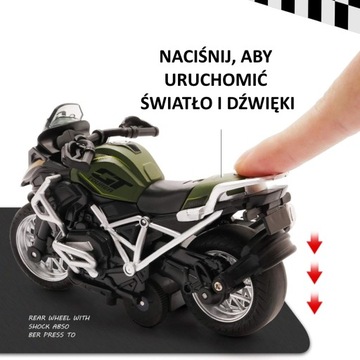 MOTOR MOTOCYKL ŚCIGACZ Z NAPĘDEM ŚWIATŁO DŹWIĘK