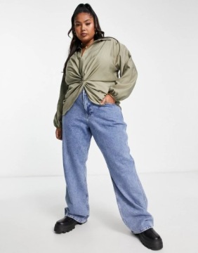 KOSZULA DAMSKA KHAKI PLUS SIZE CASUAL 48 VAL