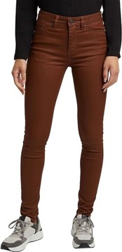 34/32 XS ESPRIT 100EE1B317 Spodnie slim fit damskie brązowe skóra skórzane