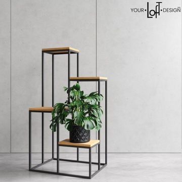 ПОДСТАВКА ДЛЯ ЦВЕТОВ Металл Лофт Черный Современный Дизайн Сварной 40x40x112